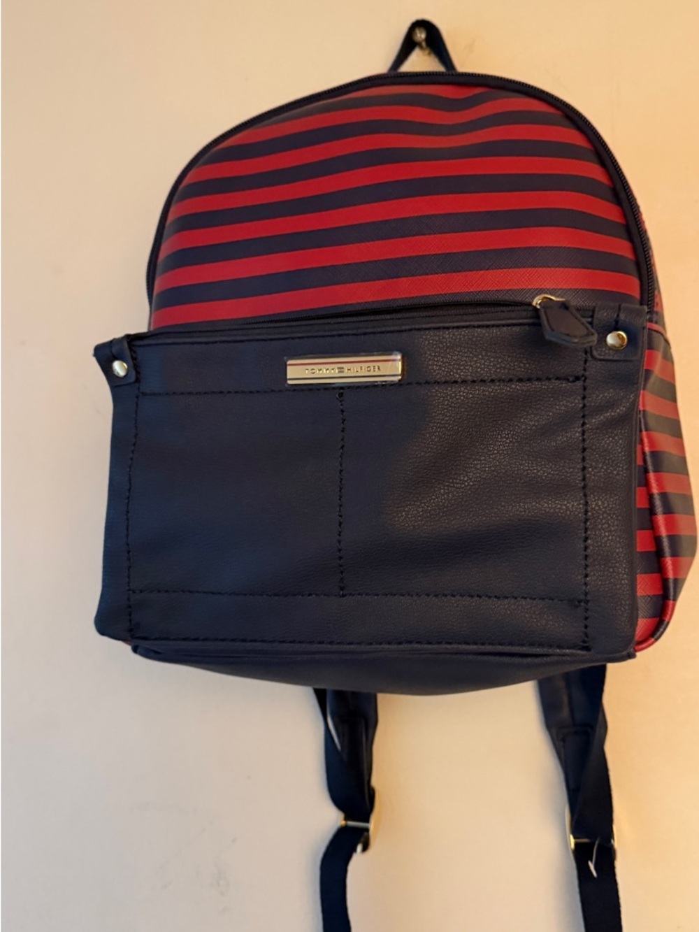 Logo Striped Navy & Red Backpack by Tommy Hilfiger
